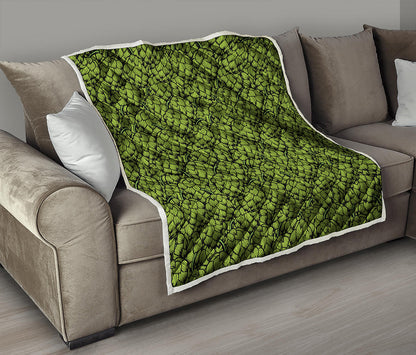 Green Hop Cone Pattern Print Quilt