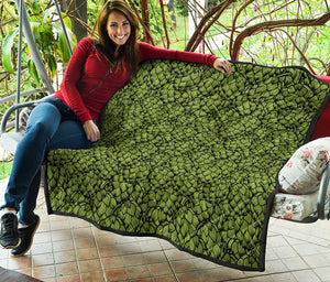 Green Hop Cone Pattern Print Quilt