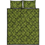 Green Hop Cone Pattern Print Quilt Bed Set