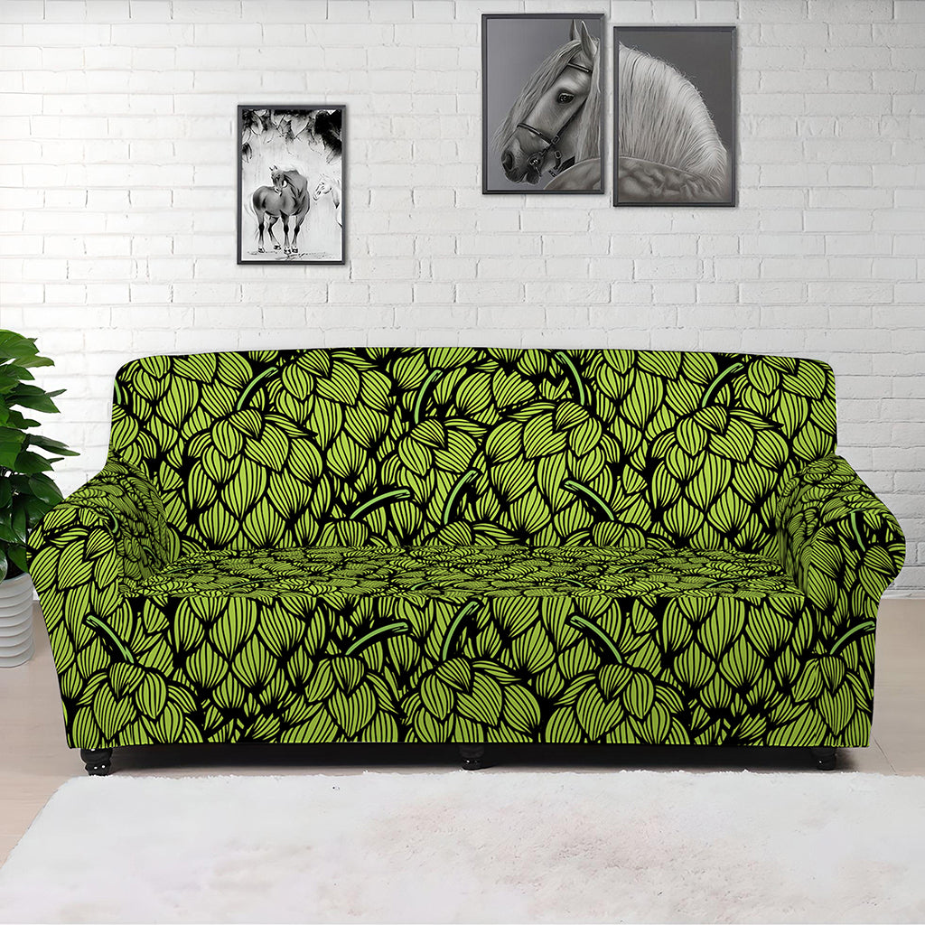 Green Hop Cone Pattern Print Sofa Cover