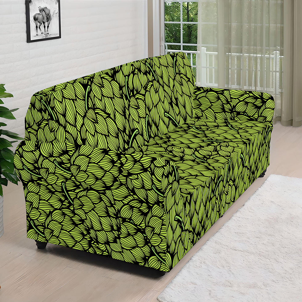 Green Hop Cone Pattern Print Sofa Cover