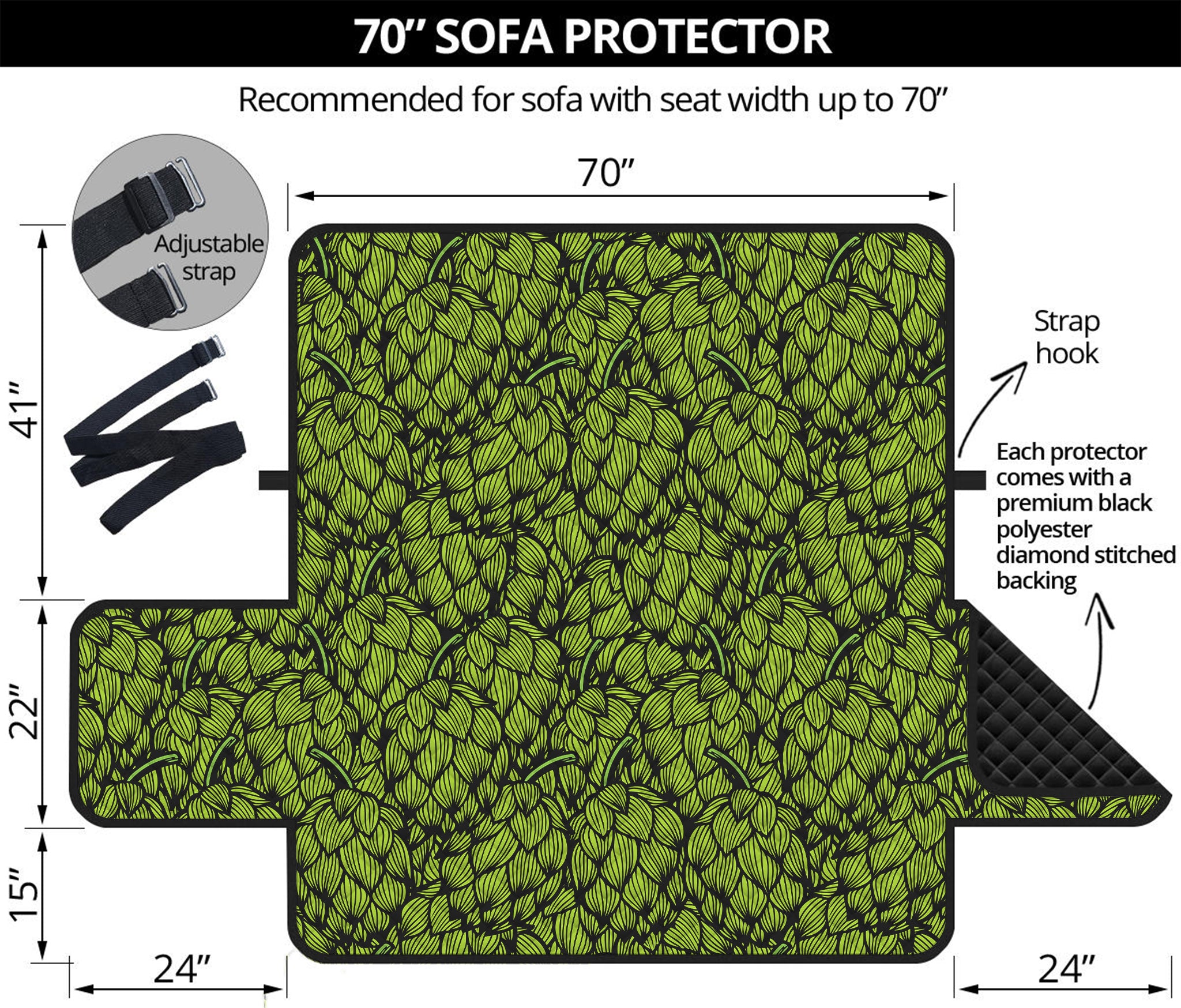 Green Hop Cone Pattern Print Sofa Protector