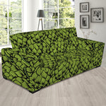 Green Hop Cone Pattern Print Sofa Slipcover