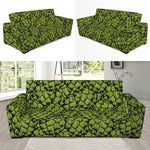 Green Hop Cone Pattern Print Sofa Slipcover