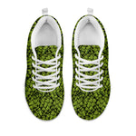 Green Hop Cone Pattern Print White Sneakers