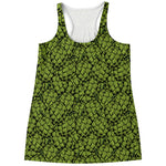 Green Hop Cone Pattern Print Women's Racerback Tank Top