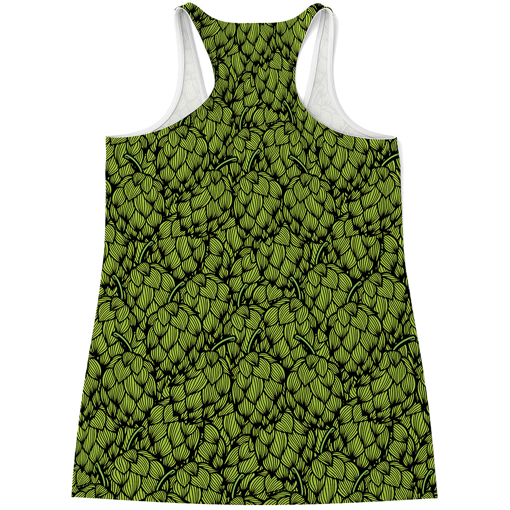 Green Hop Cone Pattern Print Women's Racerback Tank Top