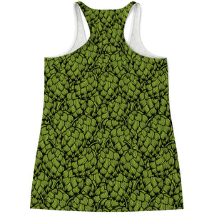 Green Hop Cone Pattern Print Women's Racerback Tank Top