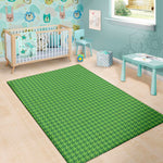 Green Houndstooth Pattern Print Area Rug