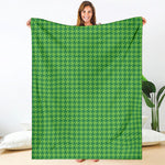 Green Houndstooth Pattern Print Blanket