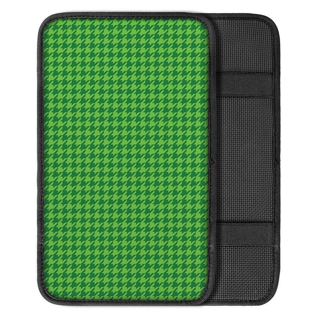 Green Houndstooth Pattern Print Car Center Console Cover