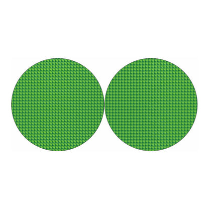Green Houndstooth Pattern Print Car Coasters
