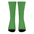 Green Houndstooth Pattern Print Crew Socks