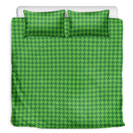 Green Houndstooth Pattern Print Duvet Cover Bedding Set