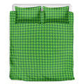 Green Houndstooth Pattern Print Duvet Cover Bedding Set