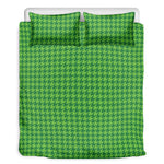 Green Houndstooth Pattern Print Duvet Cover Bedding Set