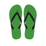 Green Houndstooth Pattern Print Flip Flops