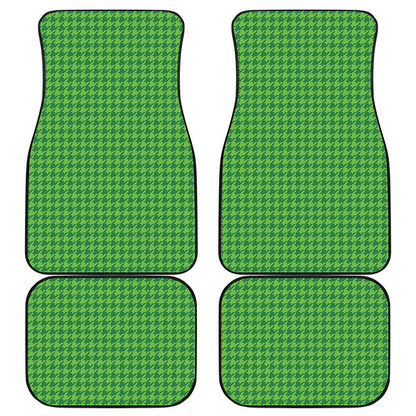 Green Houndstooth Pattern Print Front and Back Car Floor Mats
