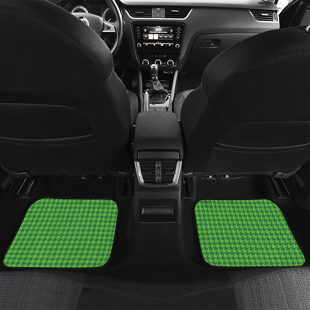 Green Houndstooth Pattern Print Front and Back Car Floor Mats
