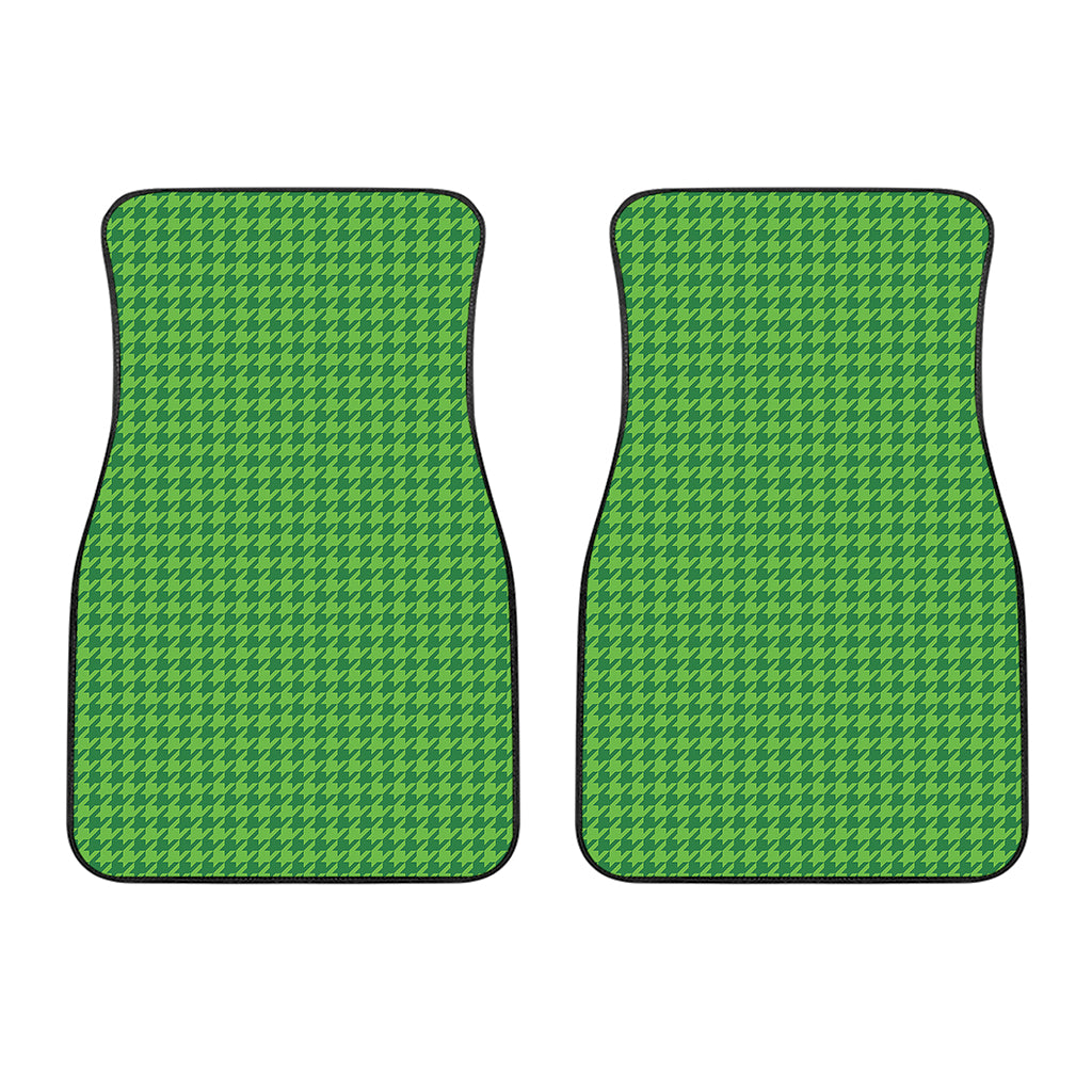Green Houndstooth Pattern Print Front Car Floor Mats