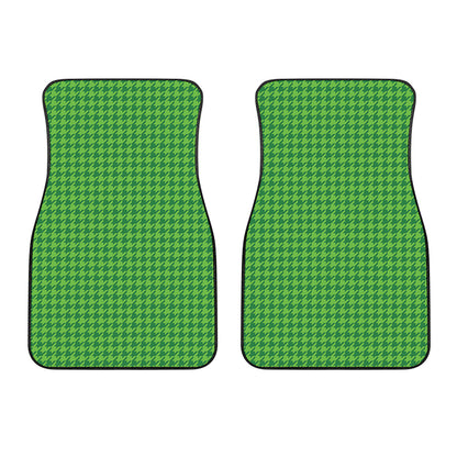 Green Houndstooth Pattern Print Front Car Floor Mats