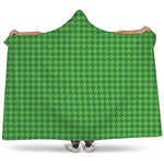 Green Houndstooth Pattern Print Hooded Blanket