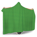 Green Houndstooth Pattern Print Hooded Blanket