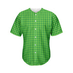 Green Houndstooth Pattern Print Men's Baseball Jersey