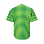 Green Houndstooth Pattern Print Men's Baseball Jersey