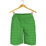 Green Houndstooth Pattern Print Men's Shorts