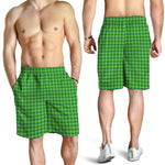 Green Houndstooth Pattern Print Men's Shorts