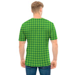 Green Houndstooth Pattern Print Men's T-Shirt