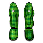 Green Houndstooth Pattern Print Muay Thai Shin Guard