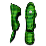 Green Houndstooth Pattern Print Muay Thai Shin Guard
