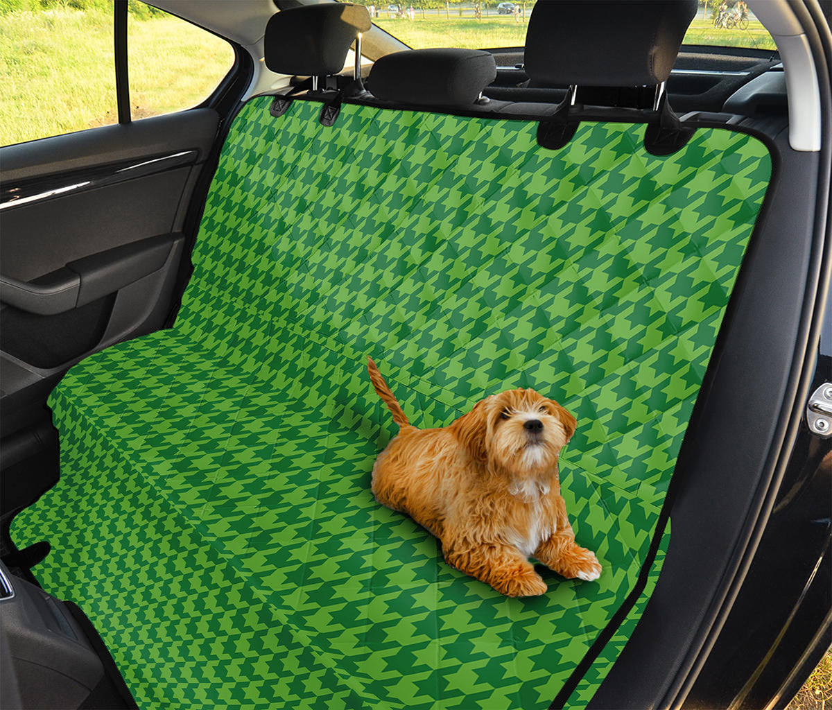 Green Houndstooth Pattern Print Pet Car Back Seat Cover