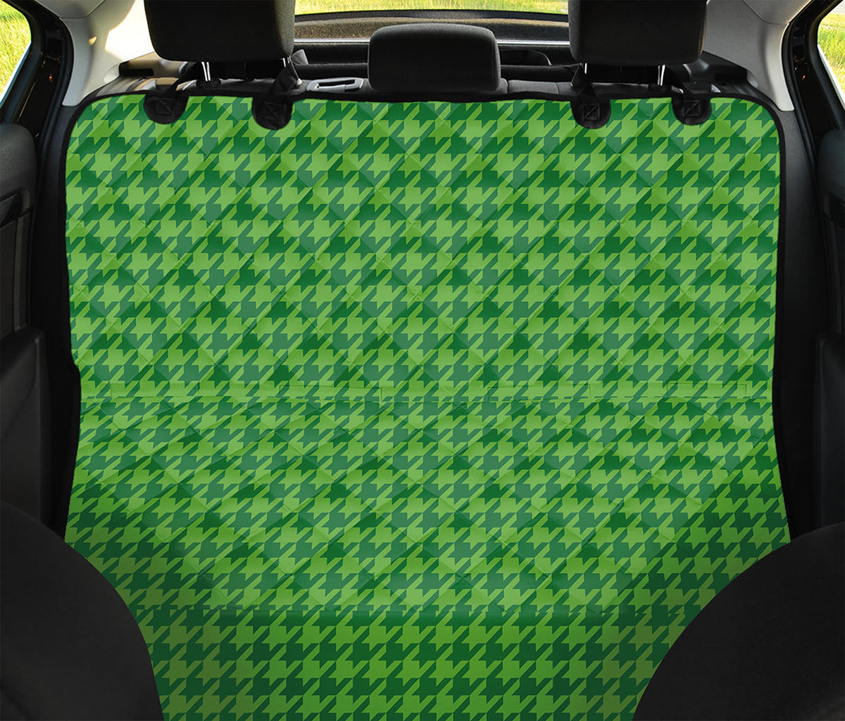 Green Houndstooth Pattern Print Pet Car Back Seat Cover