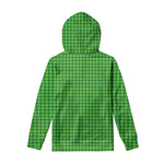 Green Houndstooth Pattern Print Pullover Hoodie