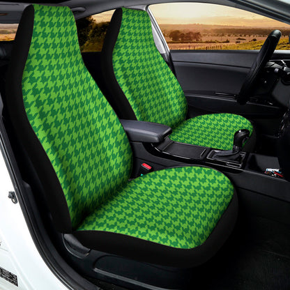 Green Houndstooth Pattern Print Universal Fit Car Seat Covers
