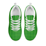 Green Houndstooth Pattern Print White Sneakers