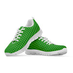Green Houndstooth Pattern Print White Sneakers
