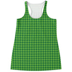Green Houndstooth Pattern Print Women's Racerback Tank Top
