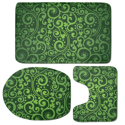 Green Irish Saint Patrick's Day Print 3 Piece Bath Mat Set
