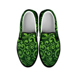 Green Irish Saint Patrick's Day Print Black Slip On Shoes