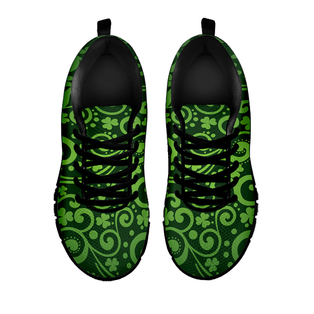 Green Irish Saint Patrick's Day Print Black Sneakers