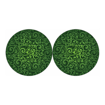 Green Irish Saint Patrick's Day Print Car Coasters