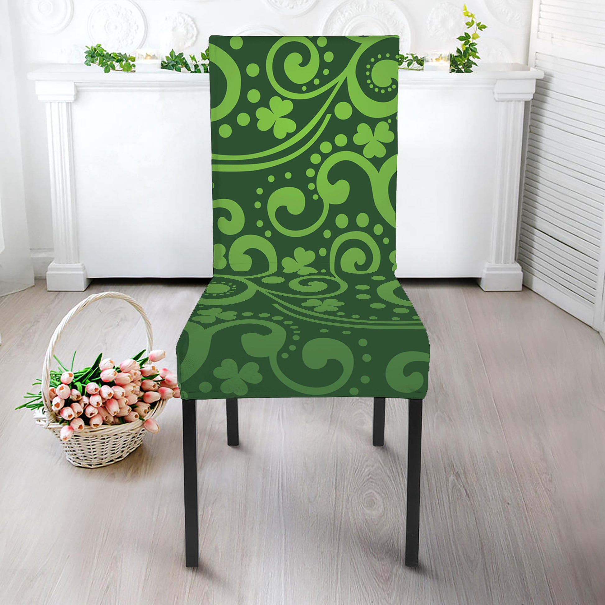 Green Irish Saint Patrick's Day Print Dining Chair Slipcover