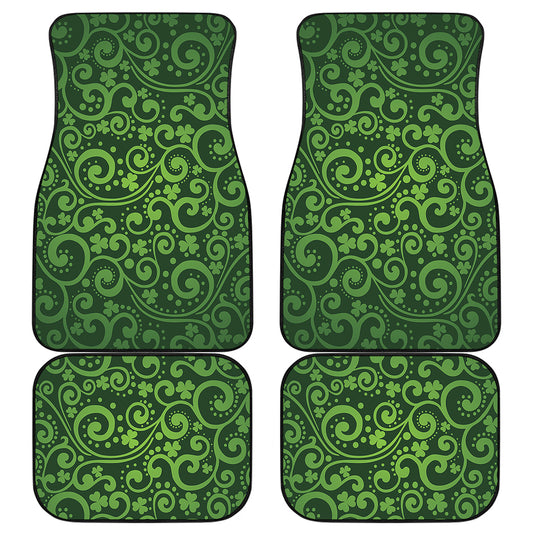 Green Irish Saint Patrick's Day Print Front and Back Car Floor Mats