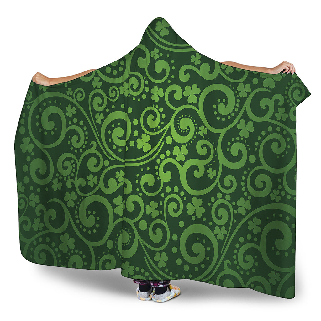 Green Irish Saint Patrick's Day Print Hooded Blanket