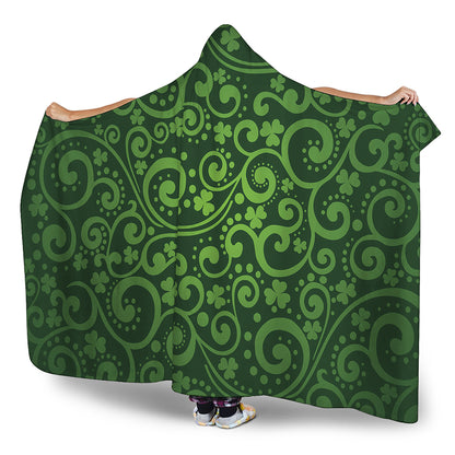 Green Irish Saint Patrick's Day Print Hooded Blanket