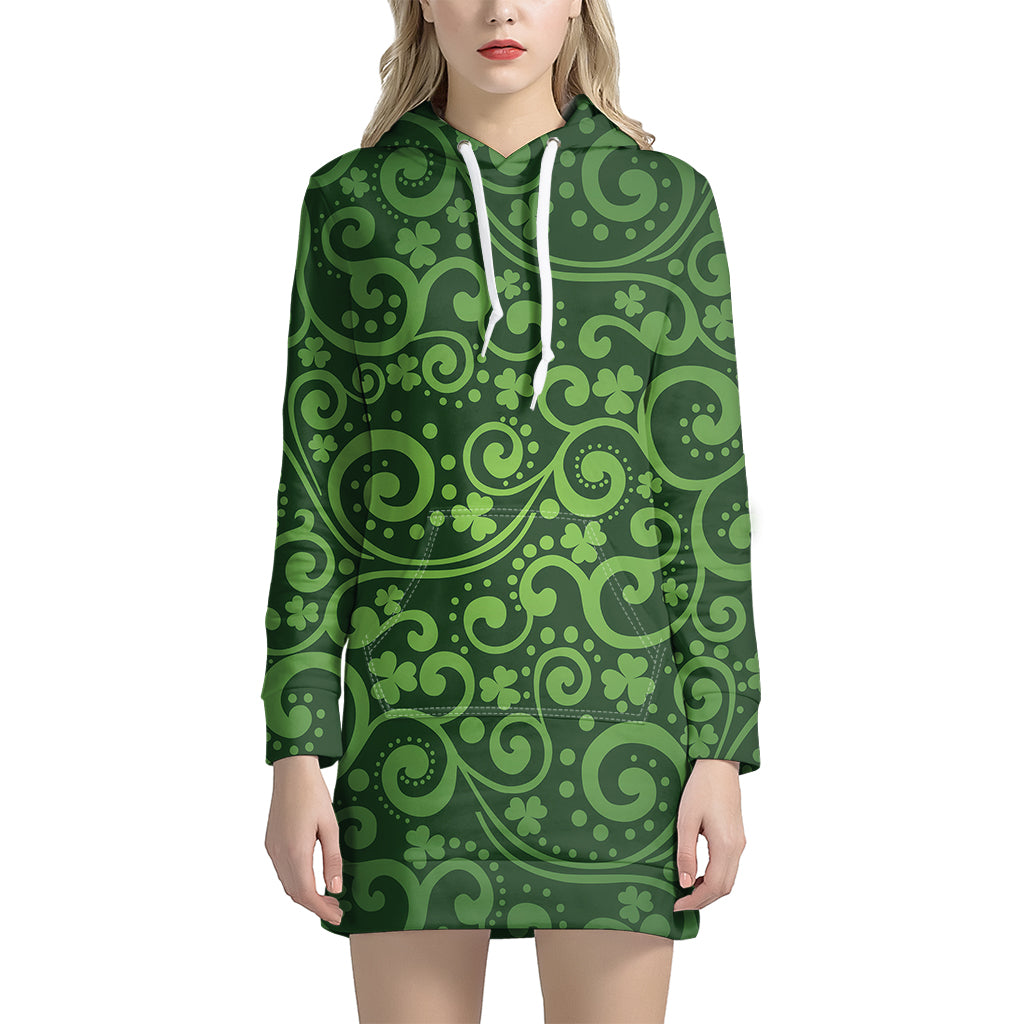 Green Irish Saint Patrick's Day Print Hoodie Dress